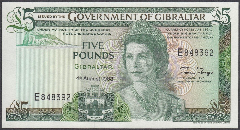 Gibraltar 5 Pounds 1988 UNC