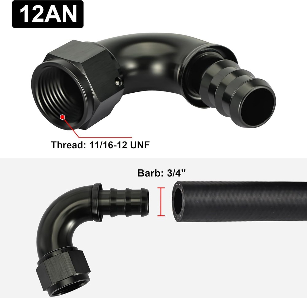 Push Lock Fitting One Piece Full Flow Hose End 12AN 120 Degree
