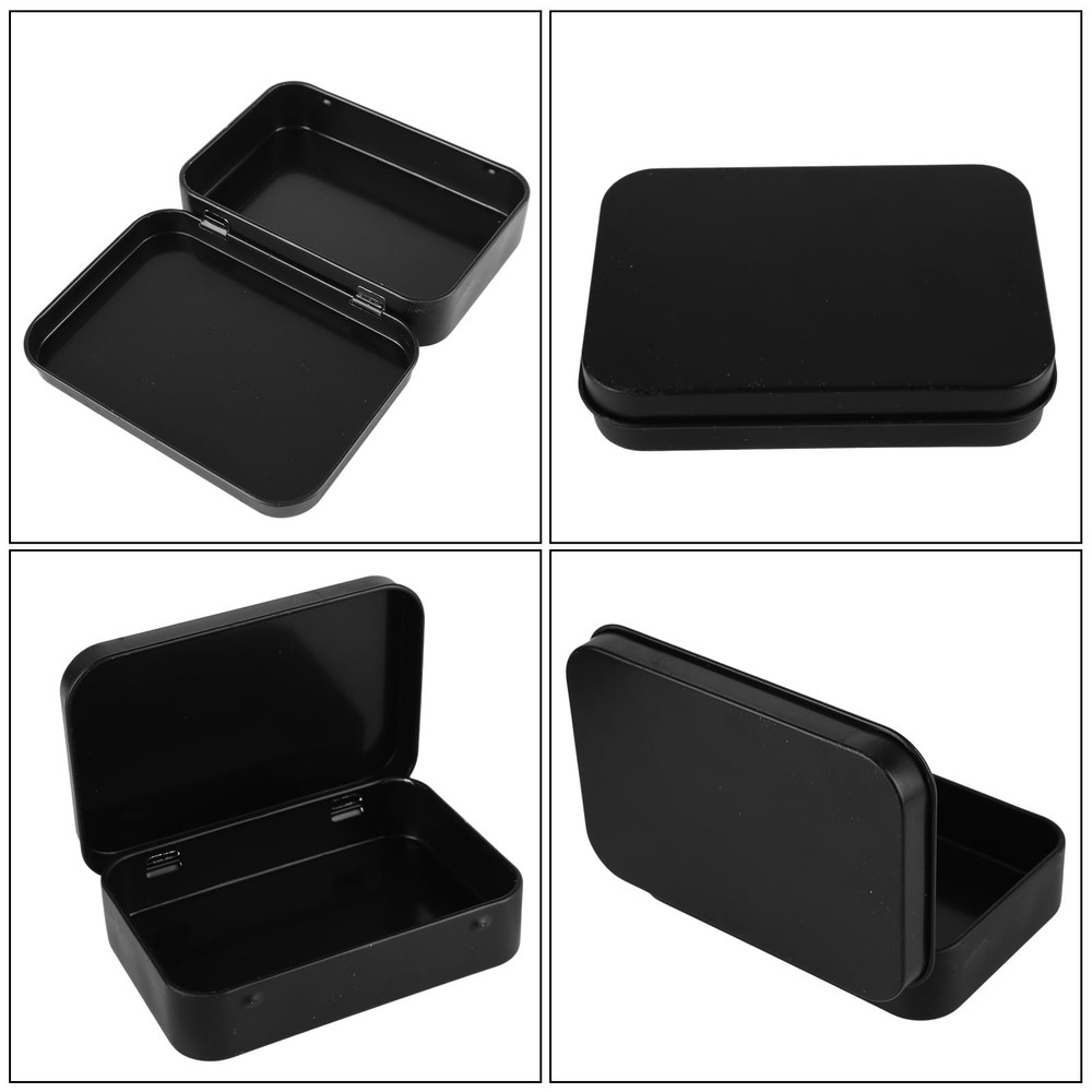 50 Pack Metal Rectangular Empty Hinged Tins Black Mini Tin Boxes Containers 3...