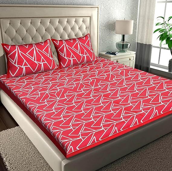 Forestree "Pure 100% Cotton Double Bed Sheet with 2 Pillow Covers - Pink (Each)"