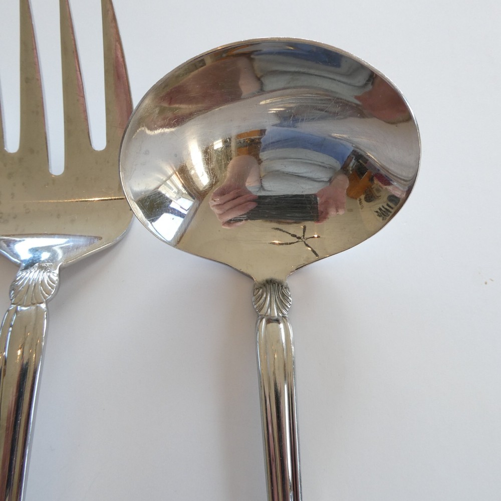 Pfaltzgraff Artesia Stainless Serving Set 4 Pieces Spoons Fork Ladle Flatware