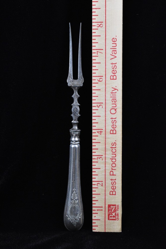 Antique 800 Silver Handled 2-Tine Fork