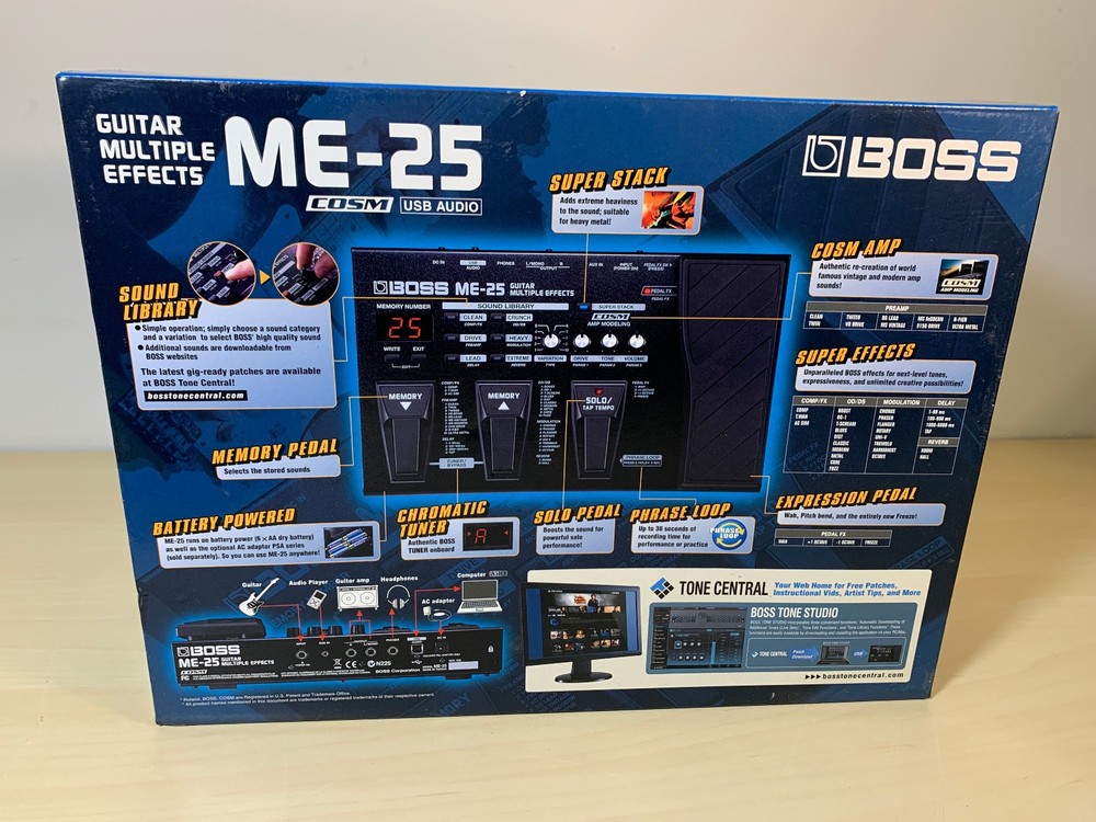 BOSS ME-25 Guitar Multi-Effects Processor w/ box + Inst Cable + 9v Power Adaptor