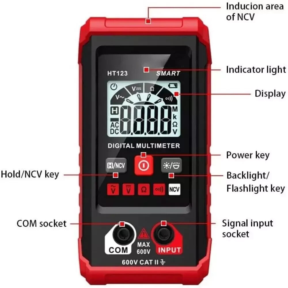 Digital Multimeter Voltmeter AC DC Volt Meter Ohmmeter Auto Range Tester w/Light