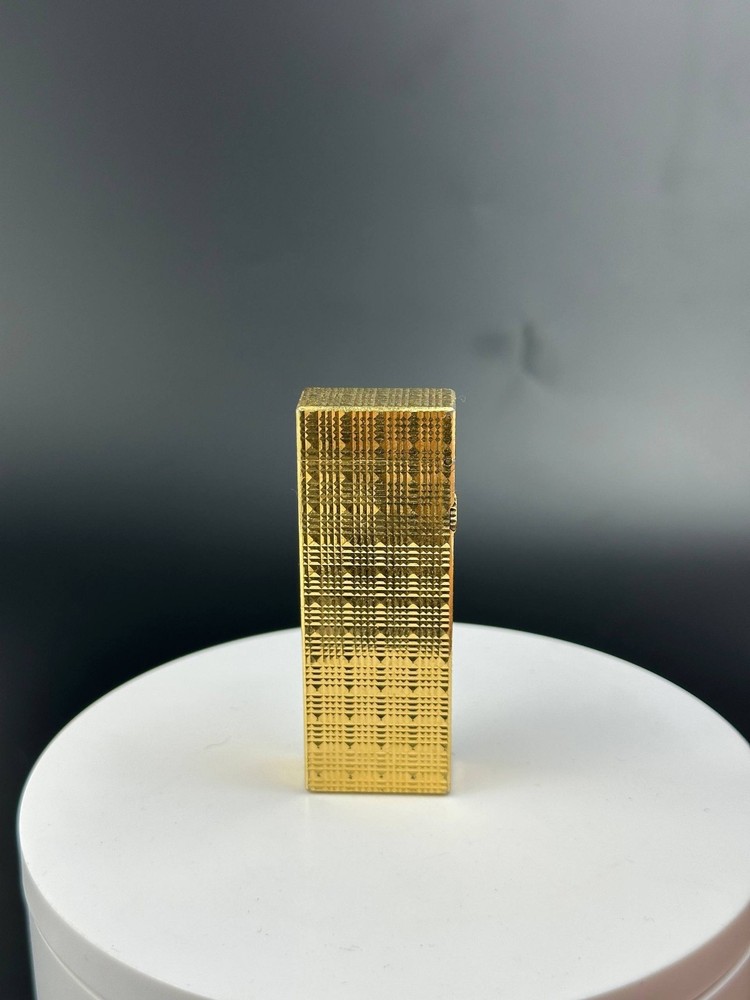 Dunhill lighter square tartan pattern Gold plated with box and papers