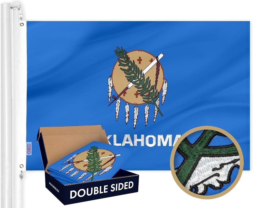 Embroidered Oklahoma State Flag 3x5 Ft - Heavy-Duty Polyester with Grommets