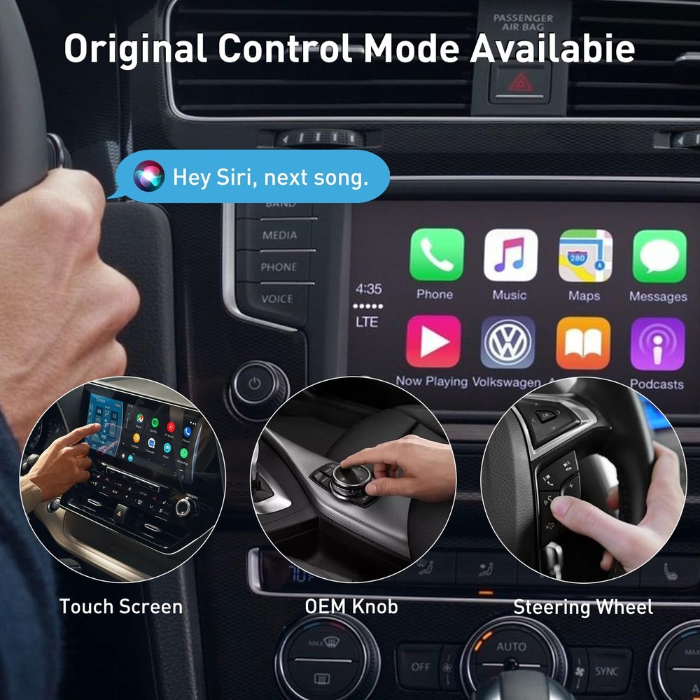 Wireless CarPlay Adapter 2026 Upgrade Mini Design, USB/USB-C Plug & Black