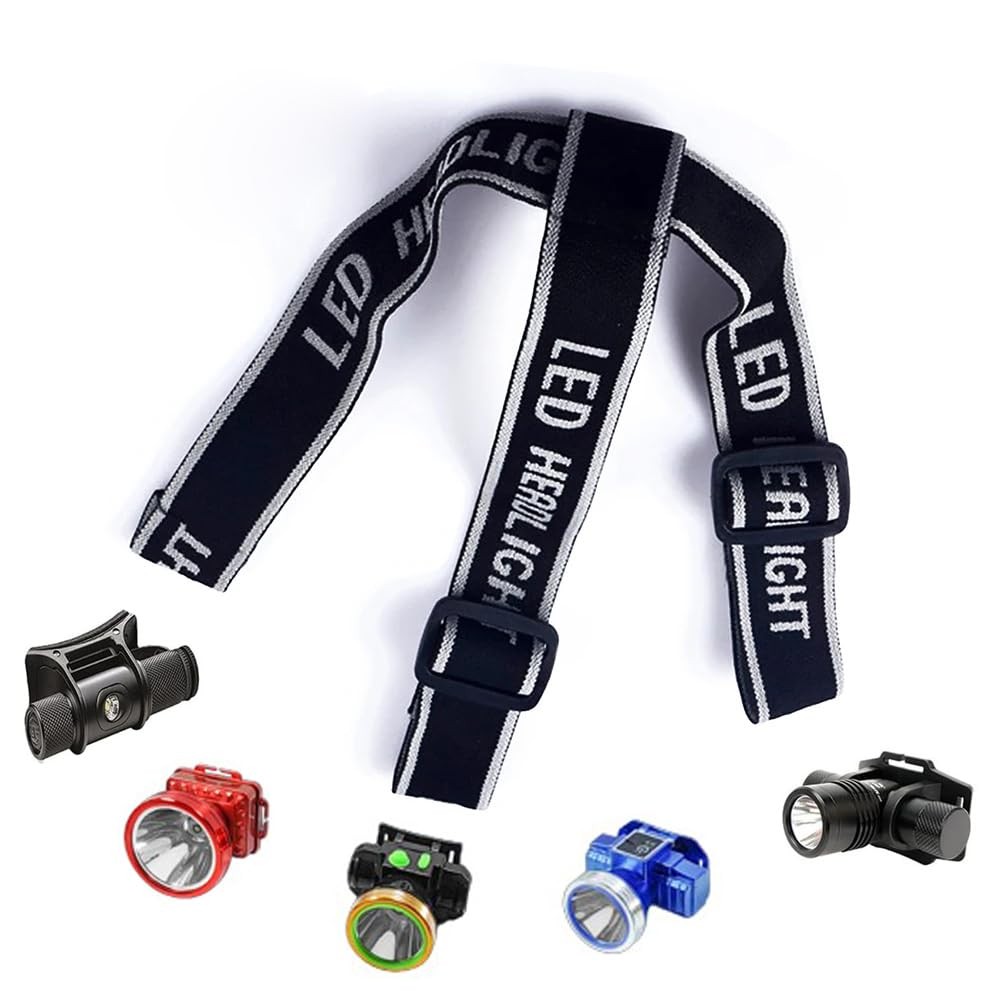 RecDec 4 Pack Headlamp Strap Replacement Headband Head Lamp Elastic Black