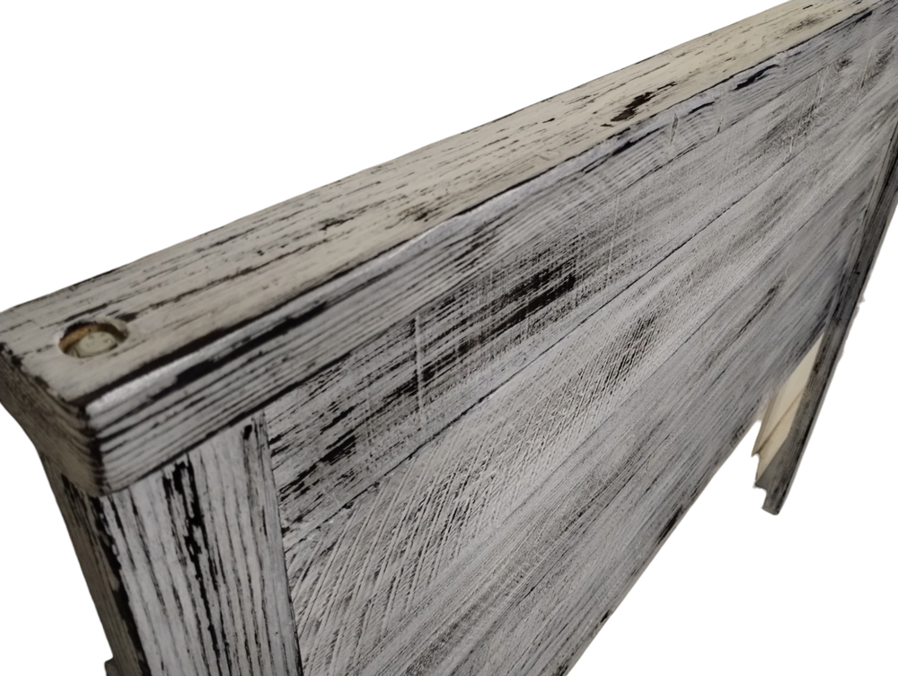 Queen Whitewash Distressed Handcrafted Solid Wood Headboard Made In US HBQWH
