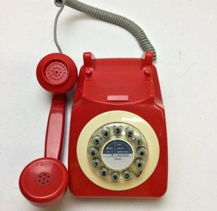 Red 1960's Styled #746 Design Classic Phone Push Button Dial