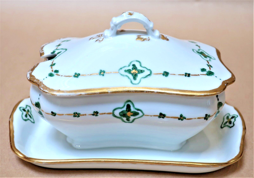 HAVILAND LIMOGES LIDDED TABLE DISH WITH UNDER PLATE