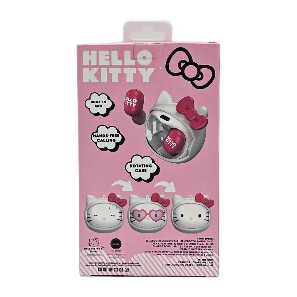 Hello Kitty® Bluetooth® Wireless Earbuds - Built-in Mic - Rotating Charging Case
