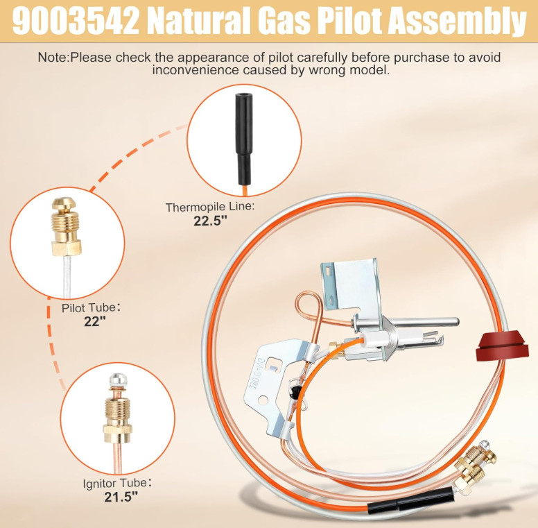 Conjunto Piloto Gas Natural 9003542 Repuesto para Calentador de Agua, Nuevo