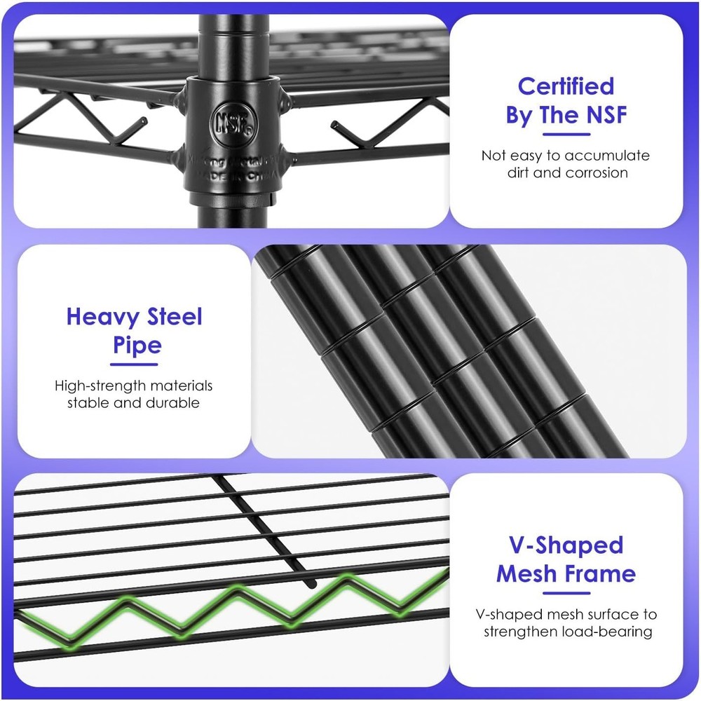 Rust-Resistant 6-Tier Wire Shelving System with Wheels | Easy Tool-Free Assembly