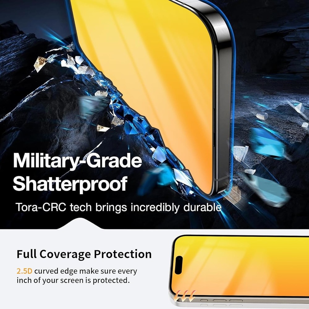 2 Pack for iPhone 16 Pro Max Privacy Screen 16 (Gold)