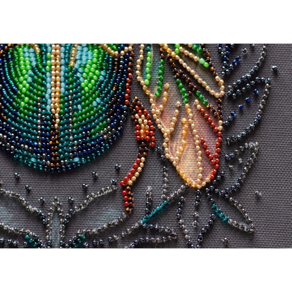 Bead Embroidery Kit Emerald beetle Bead needlepoint Beadwork DIY Abris Art