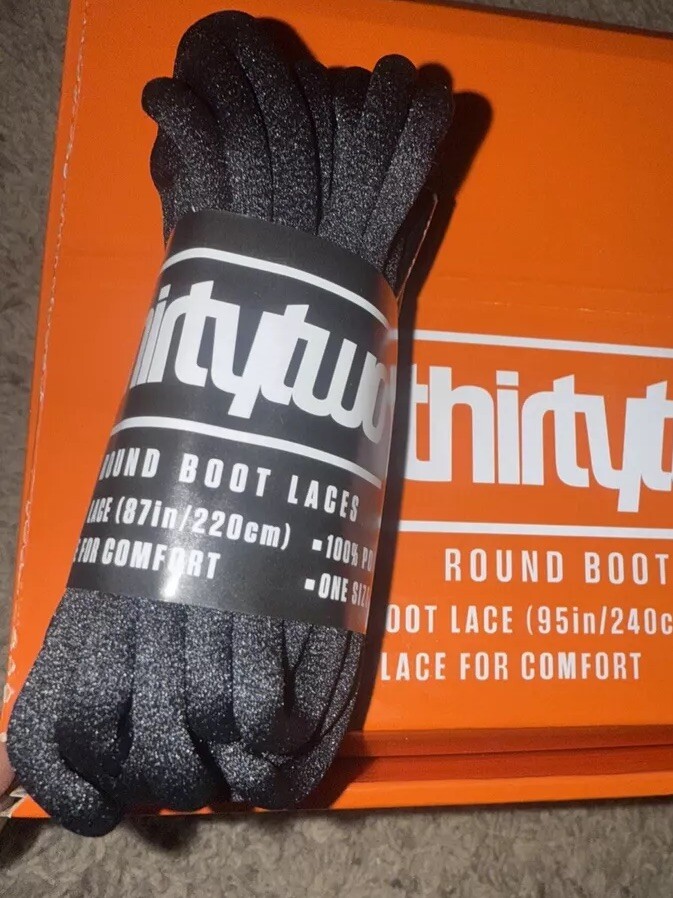 Thirtytwo Snowboard Boot Laces Polyester 87” Black Round Soft OEM genuine 2025