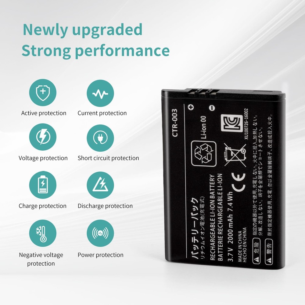Replacement 3DS 2DS Battery CTR-003 Compatible with for Nintendo Old 3DS, 2DS...