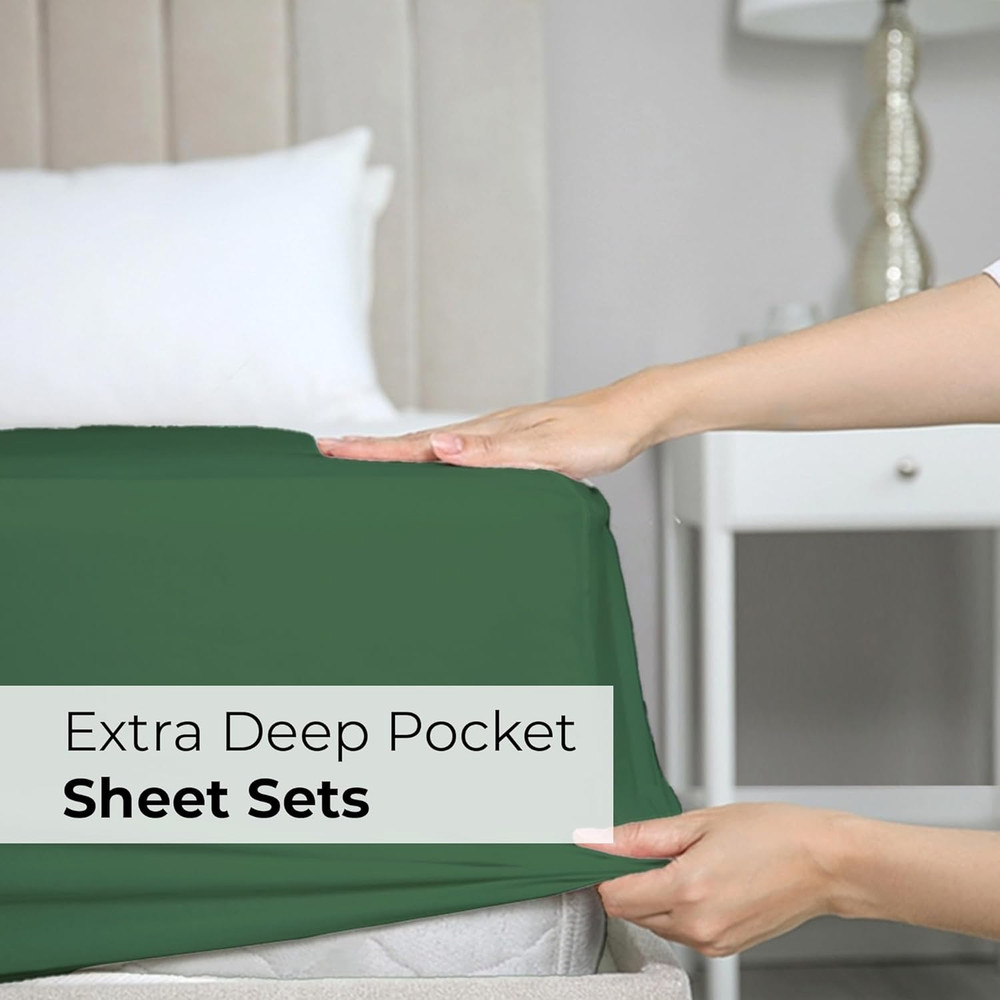 Extra Deep Split King Sheet Set - 7 Piece Breathable & Cooling Sheets - Hotel Lu