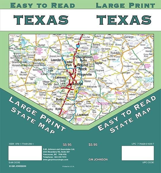 Texas Large Print, Texas State Map