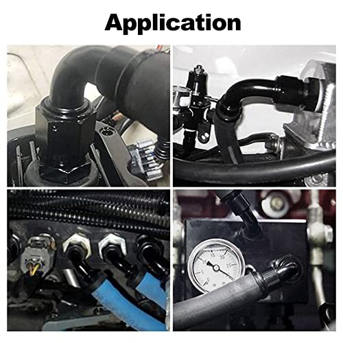 Push Lock Hose Fitting End Black 4PCS 8AN Straight