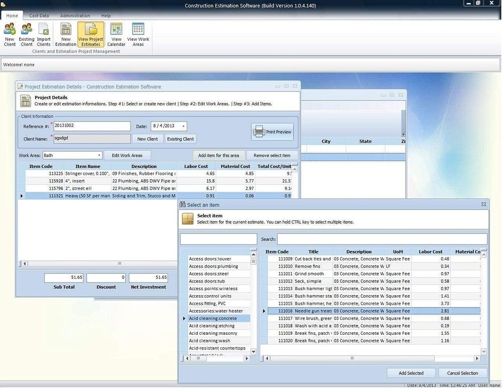 Construction Management Estimating Software Multiuser Edition RSMeans Data Tool