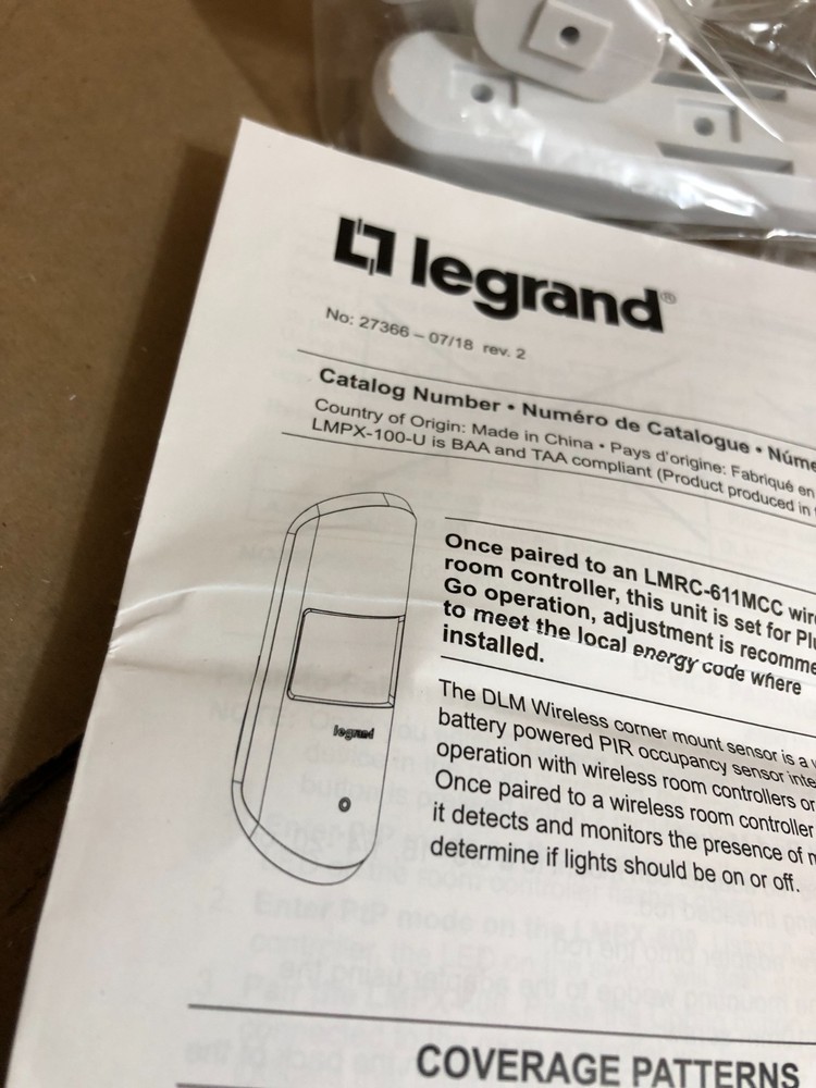 LEGRAND LMPX-600 WIRELESS PIL WALL/CORNER SENSOR