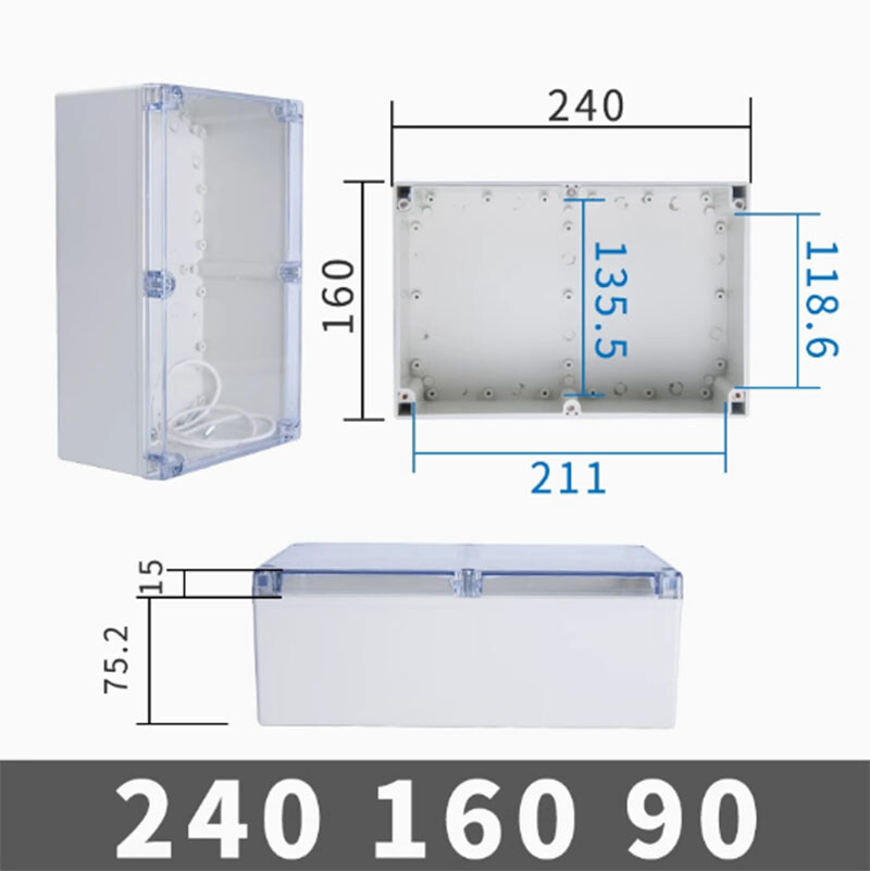 Waterproof Sealed ABS Plastic Enclosure Clear Lid Electronics Case Project Box