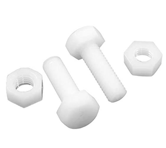 Piutouyar 20 Pair M8x25mm White Nylon Hex Bolts Plastic Hex Nuts Full Thread