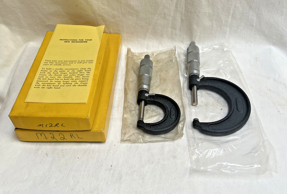 VINTAGE ORIGINAL MAC TOOLS 0 - 1” & 1 - 2” MICROMETER BY CENTRAL TOOLS ~ NEW !!!