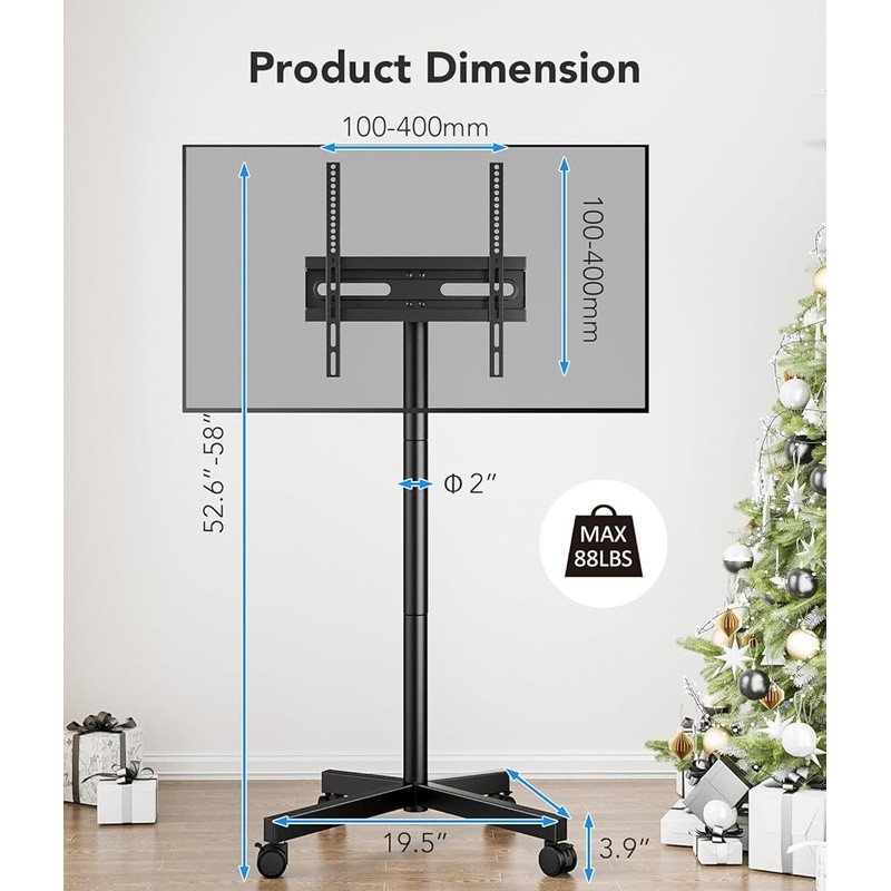 Universal Rolling TV Stand Height Adjustable Mobile Cart TVs New