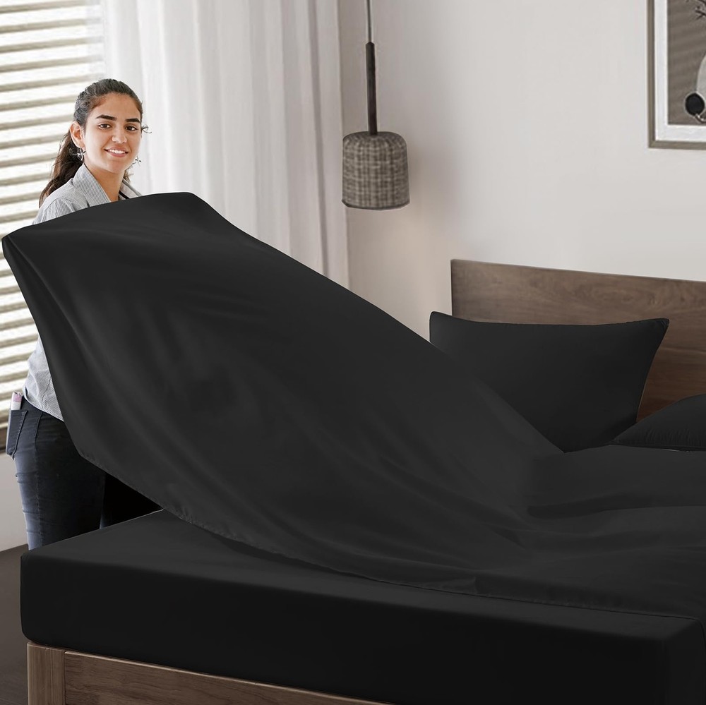 Maple&Stone Queen Flat Sheet 6 Pack,Premium Soft & Breathable,Brushed Microfi...