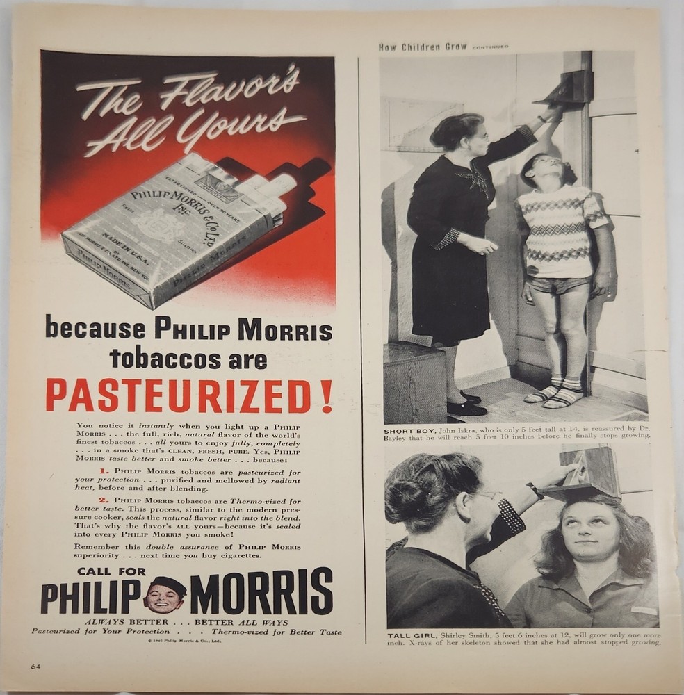 1946 Philip Morris cigarettes Vintage Ad Pasterized