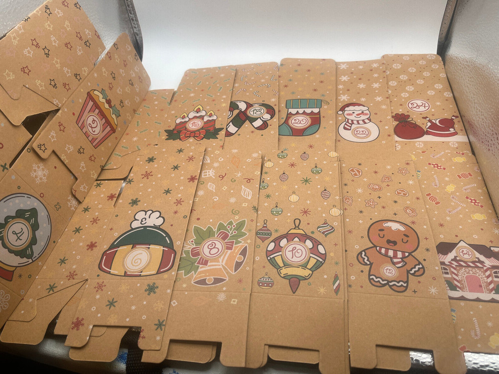 24 Mini Christmas Boxes Small Christmas Gift Boxes 2.75" square numbered advent
