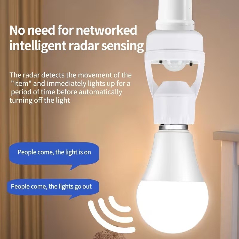 Motion Sensor Light Socket Adapter E26/E27 Basements, Garages（8Pack）