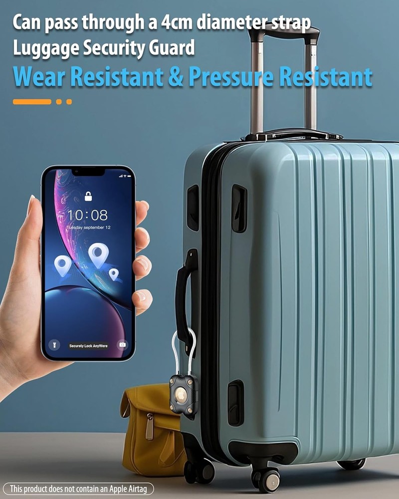 4 Pack Airtag Holder with Wire Cable, Secure Lock 4 Pack, Black