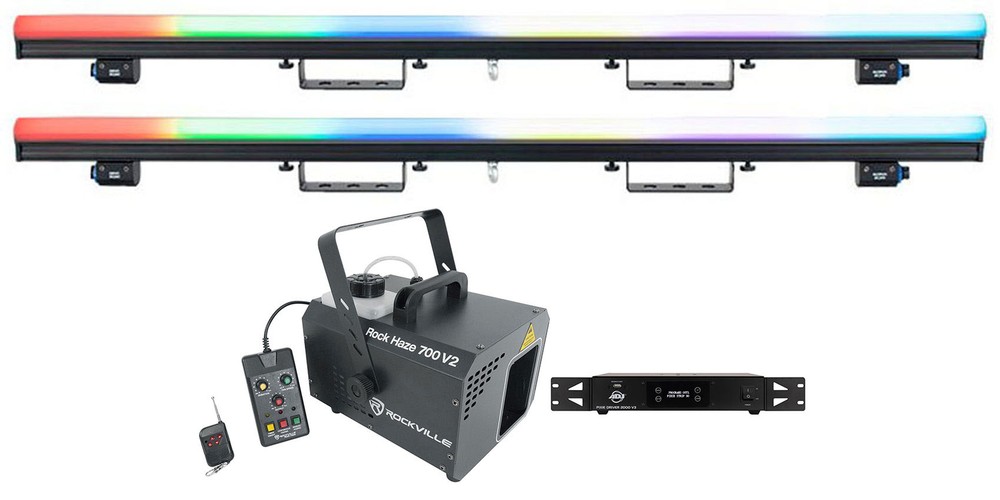 (2) American DJ Pixie Strip-60 Indoor LED Strip Lights+Pixel Map Control+Hazer
