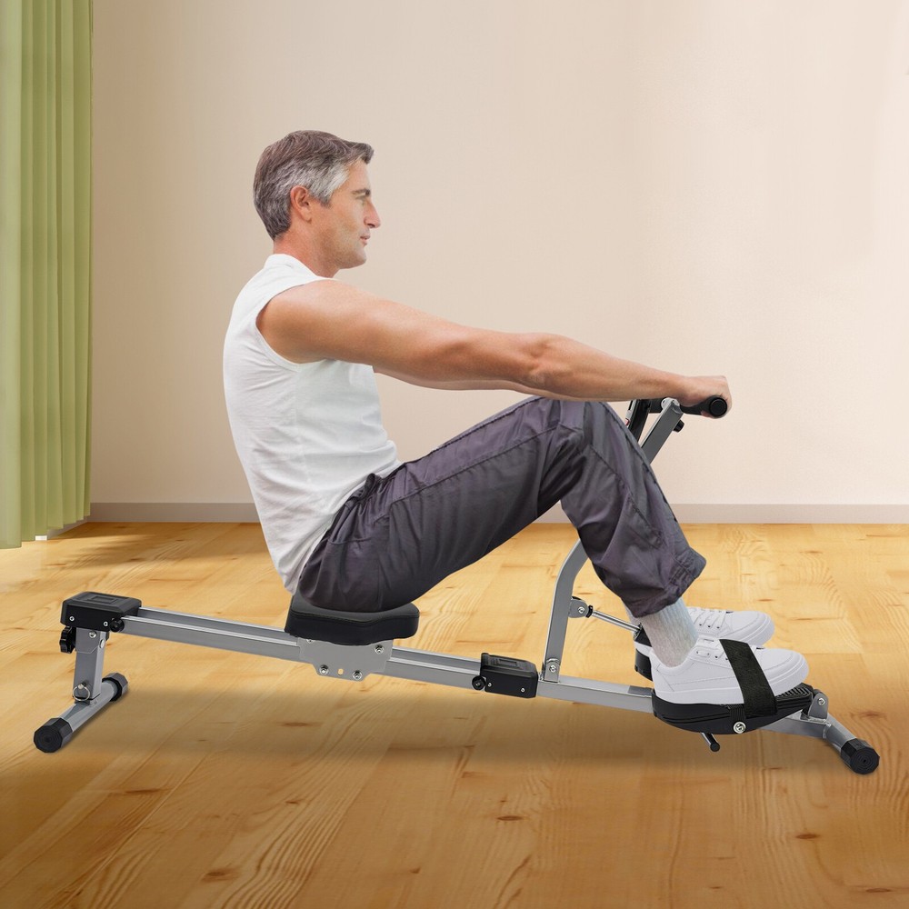 Foldable Rowing Exercise Machine Hydraulic Anti-slip Rowing Machine LED Meter