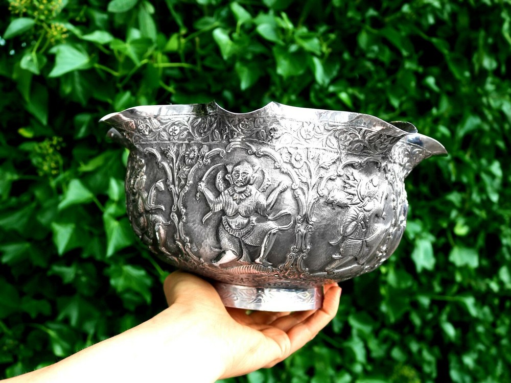 Antique Burmese Silver Bowl, Circa 1880