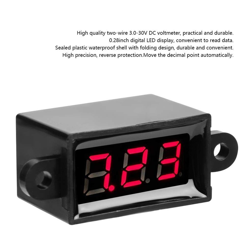 Red LED Voltmeter, Digital Display, Tester, Miniature, Voltage, Font Backlight