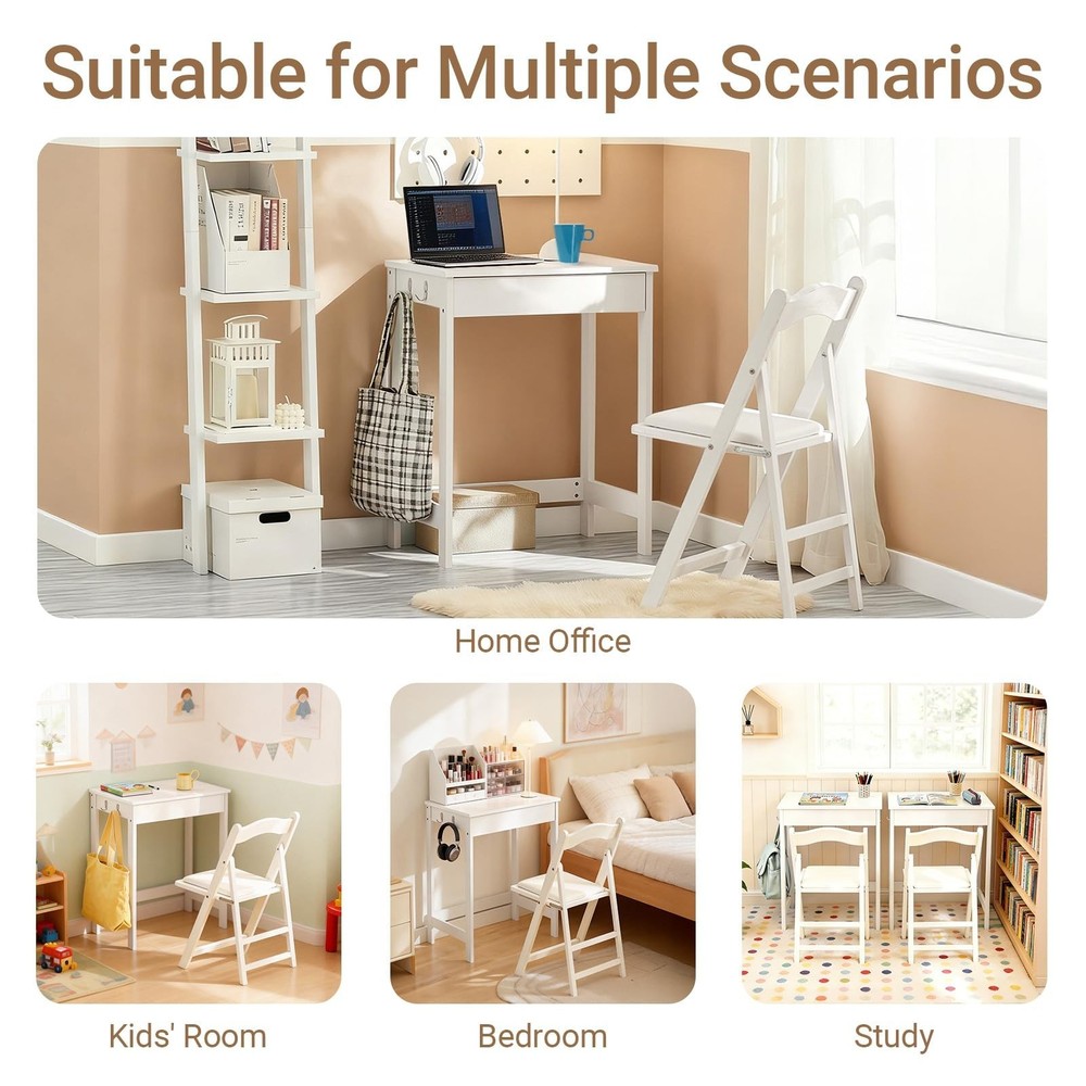 Haotian Small Desk with Drawers, Mini Writing Table, Vanity Table Computer Wo...