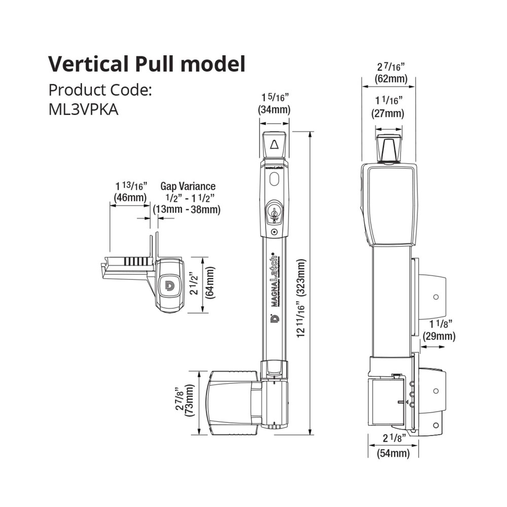 National Hardware MagnaLatch Pool Safety Gate Latch, Vertical Pull, Black, Mo...