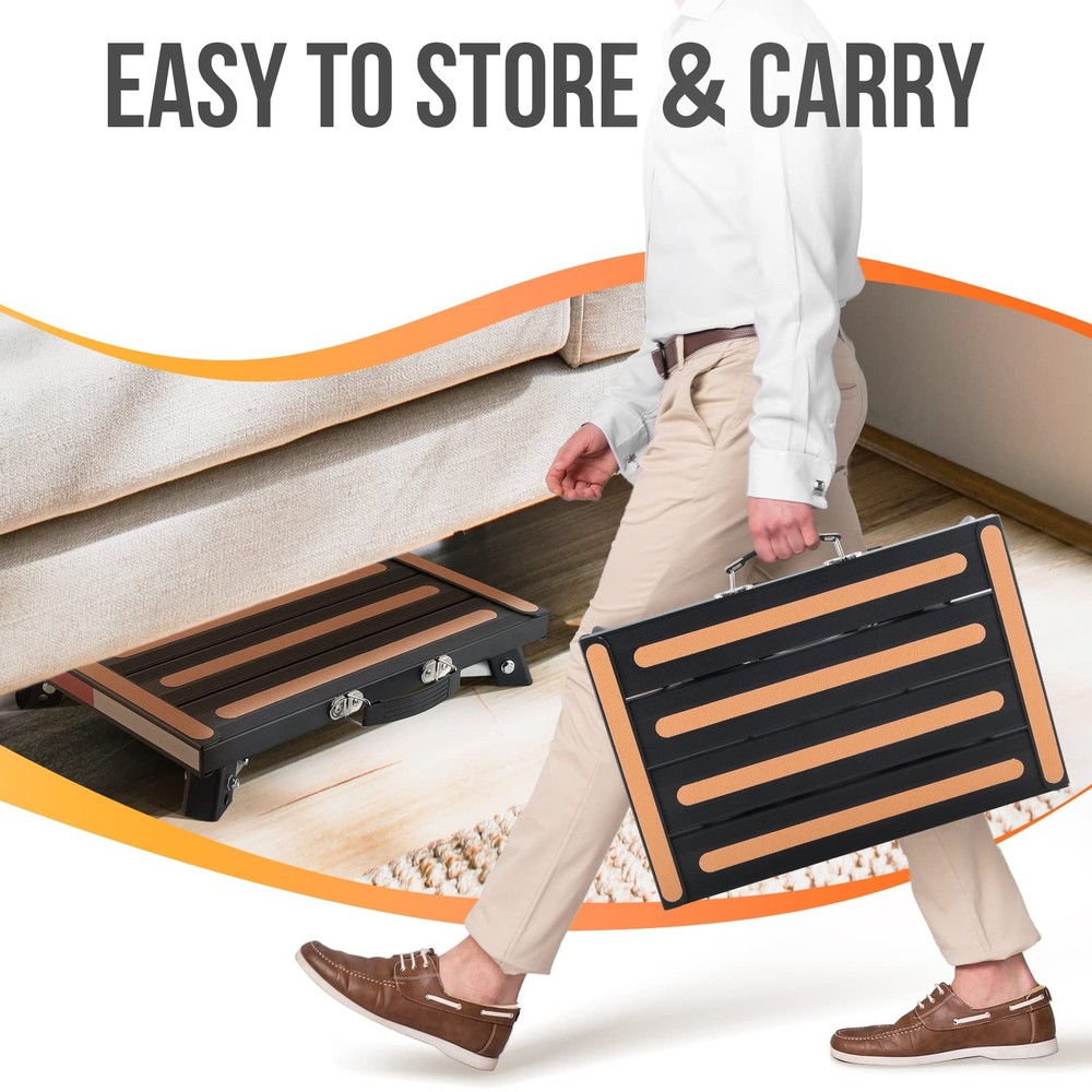 RV Stool, Adjustable Height Folding Step with Non-Slip Surface, Rubber Feet,