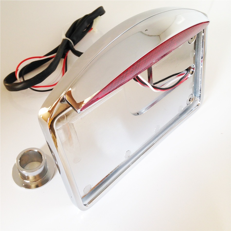Side Mounted License Plate Assembly Chrome Led Tail Brake Light