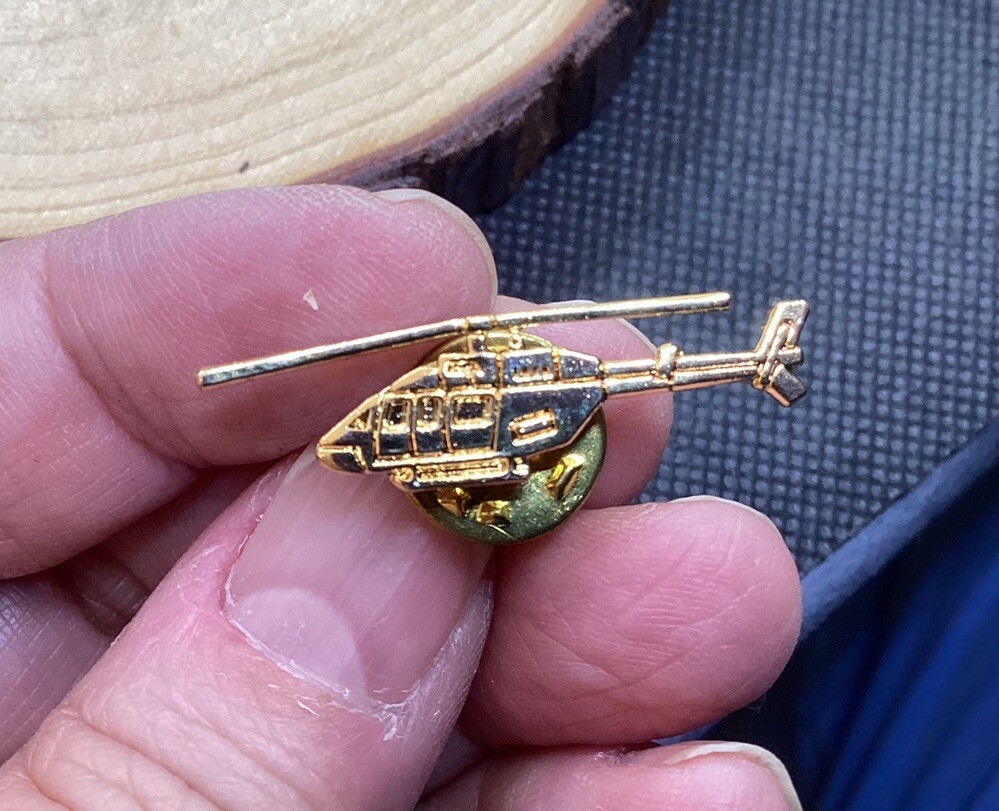 Gold Toned Helicopter Lapel Hat Pin