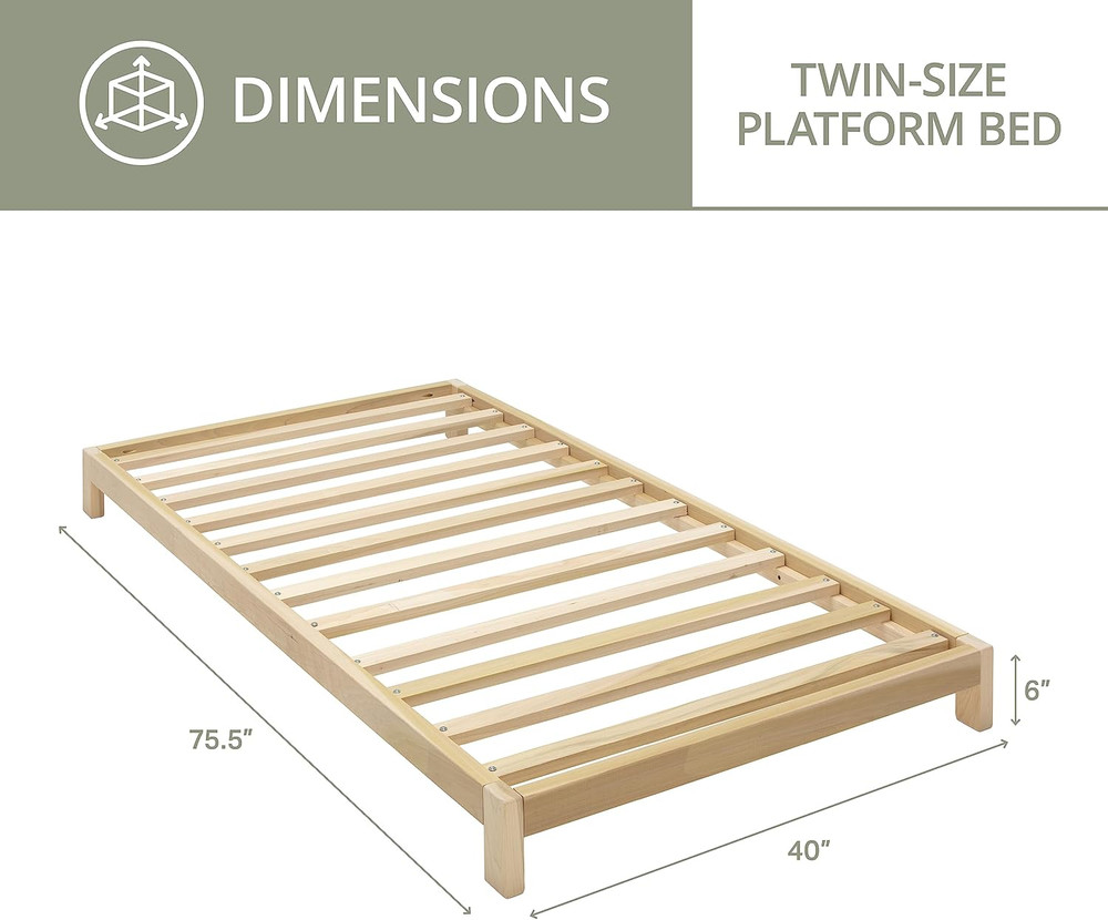 Transitional Solid Wood Twin Platform Bed in Rich Brown Finish