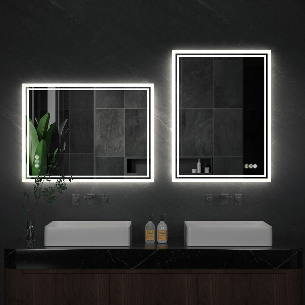 Smart Bathroom Mirror LED Memory Vanity Mirror Touch Sensor Anti-fog Wall Mirror