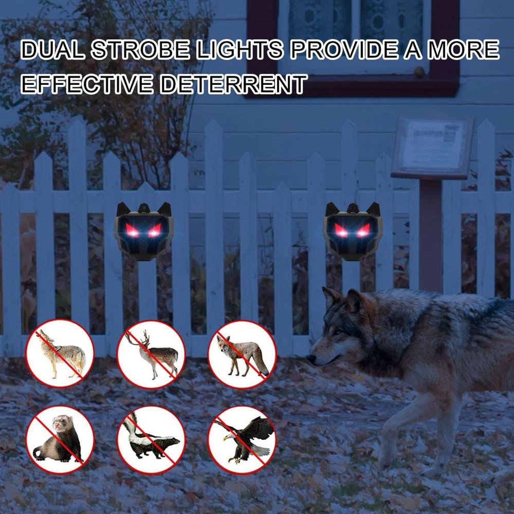 2pcs Solar Predator Guard Light Red LED Deterrent Light Night Animal Repellers