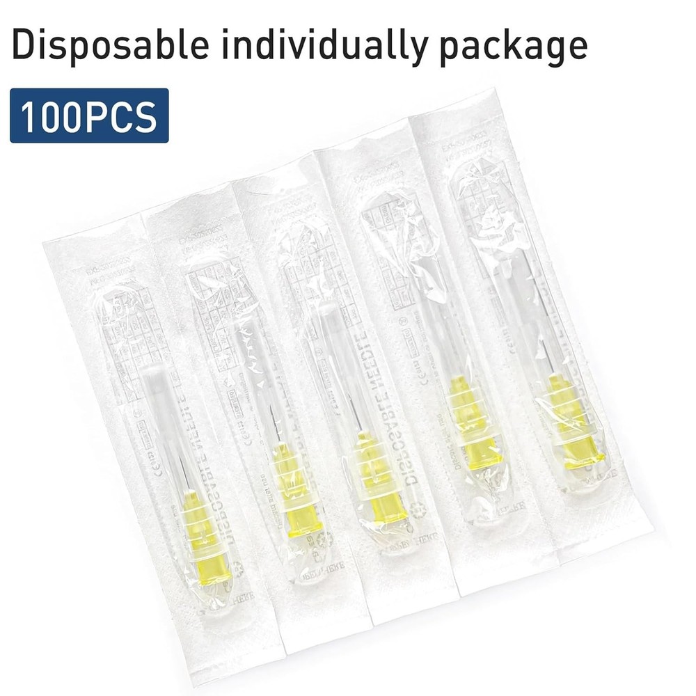100PCS 30Ga 1/2 inch Needles Lab Accessories, Refilling Inks,Individually Pac...