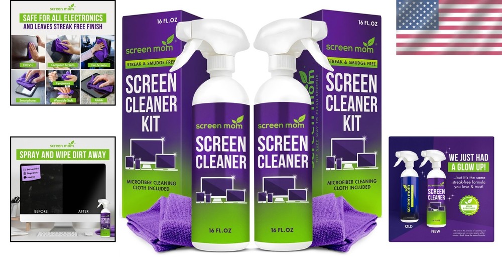 Versatile 32oz Screen Cleaning Spray & Microfiber Cloth - Perfect for Home Tech